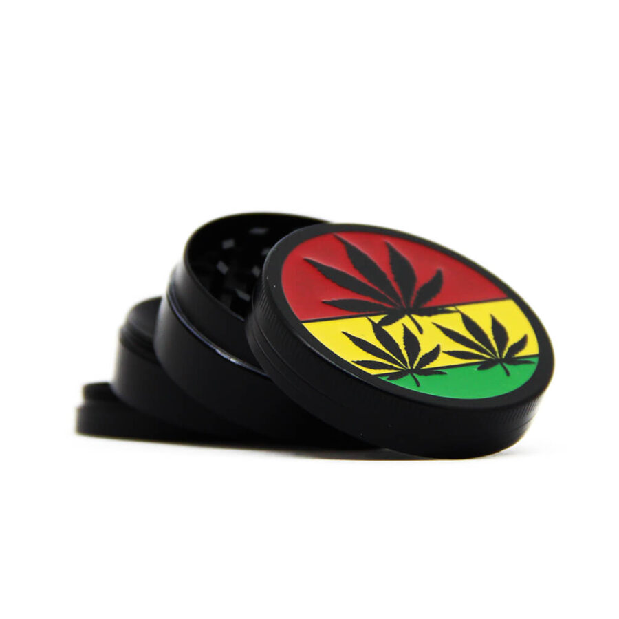 Rasta leaf métal grinder 52mm - 4 parties (6pcs/présentoir)