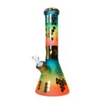 Rainbow Bee Hexagon Triple Thick Bong en Verre 32cm