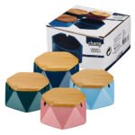 Champ High Cendrier en Céramique with Wooden Lid Mix Colors (4pcs/présentoir)