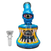 Monster Bong en Argile et Verre 16cm Bleu