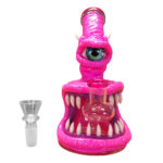 Monster Bong en Argile et Verre 16cm Rose