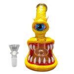 Monster Bong en Argile et Verre 16cm Jaune