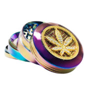 Rainbow Diamond Weed Leaf Grinder en Métal en 4 Parties - 50mm (6pcs/présentoir)