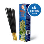 Bâtonnets d'encens au cannabis parfumés Nag Champa avec des feuilles de cannabis séchées (6 packs/display)