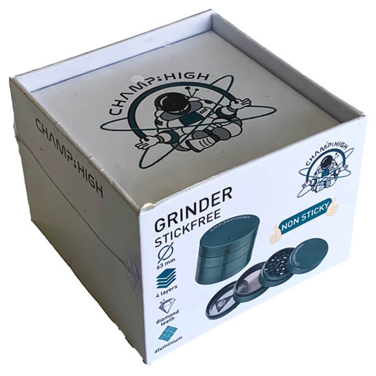 Champ High Grinder Anti-adhésif Vert 4 Pièces - 63 mm Champ High Grinder Anti-adhésif Vert 4 Pièces - 63 mm