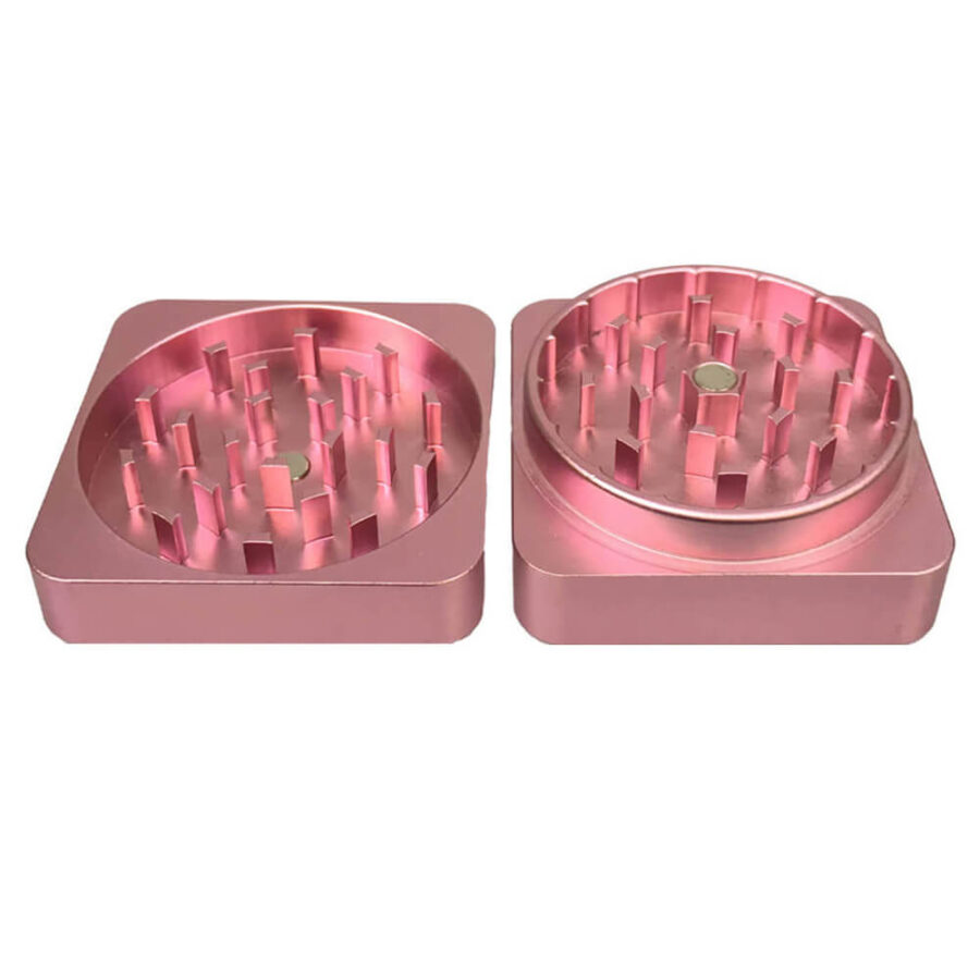 wholesale best buds flat square aluminium grinder flamingo 2