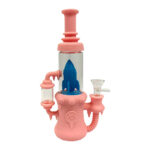 Bong en Verre-Silicone Vaisseau-Fusée Rose avec Pièces Amovibles 23cm