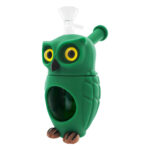 Bong en Verre-Silicone Hibou Vert 16cm