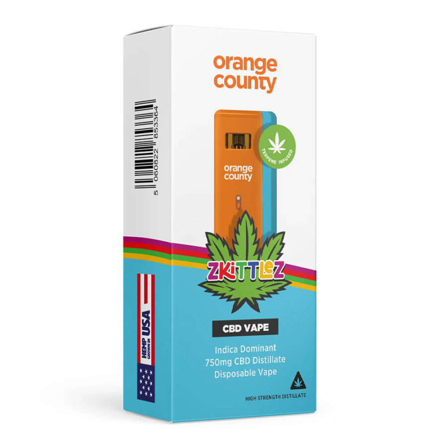 Orange County CBD 1ml Cali Jetables 750mg CBD Zkittlez (10pcs/présentoir)