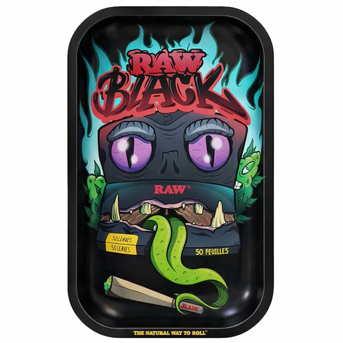 Plateau de Roulement Monstre Noir RAW Moyen 17,5 x 27,5cm RAW Black Monster Rolling Tray Medium 17.5 x 27.5cm
