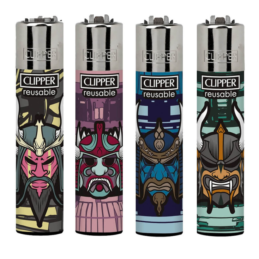 wholesale-clipper-lighters-samurai-masks-24pcs-display