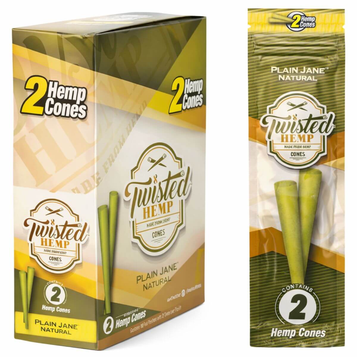 Twisted Hemp Cones Plain Jane (présentoir de 10 pièces) Twisted Hemp Cones Plain Jane 10pcsdisplay