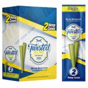 wholesale twisted hemp cones blue banana 10pcs display 3