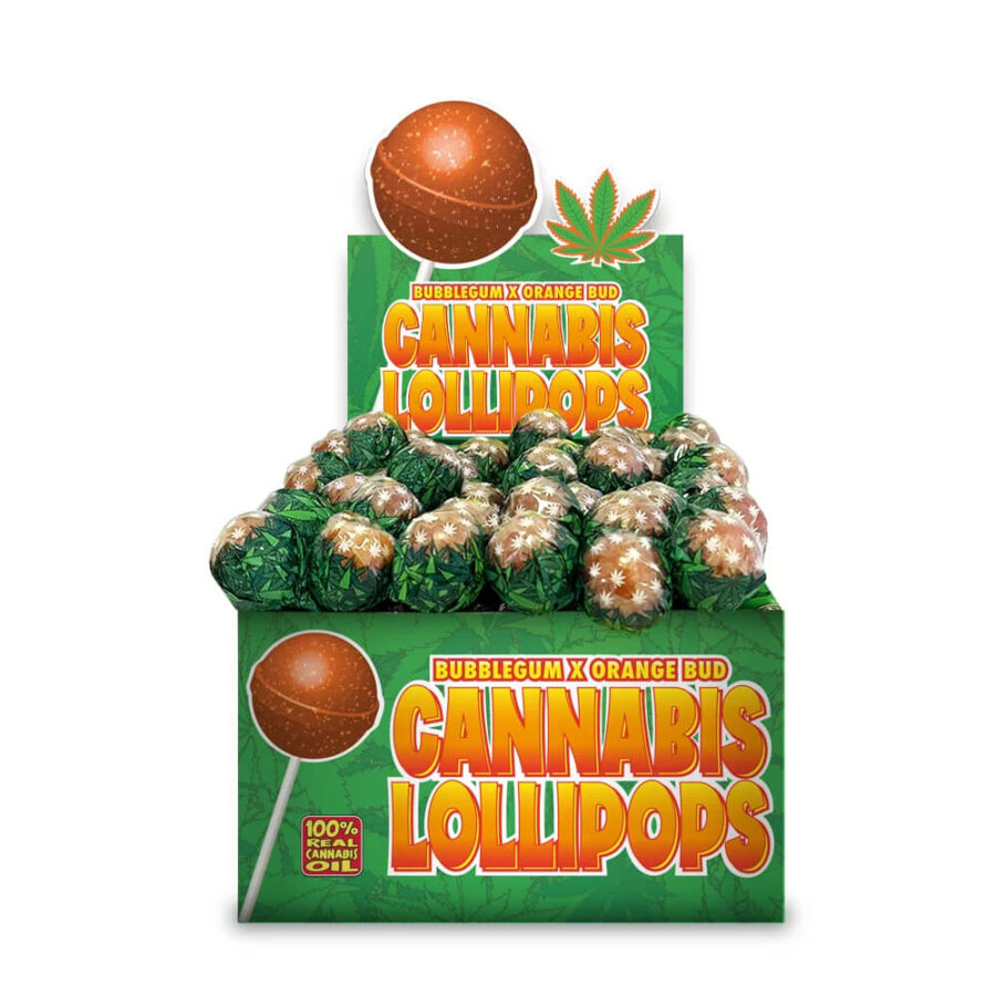 The Hempy Lab Cannabis Sucettes Orange Bud (70pcs/présentoir)