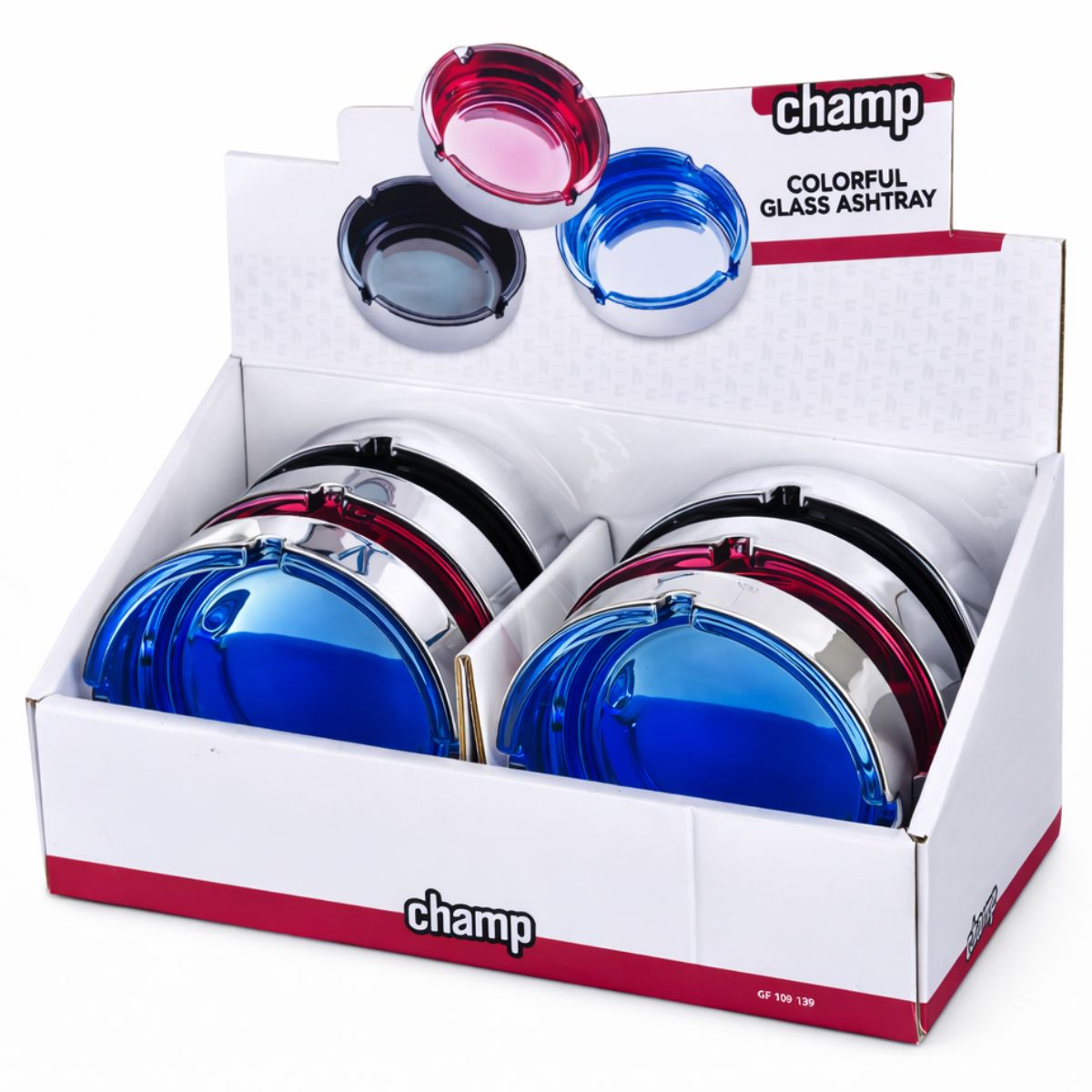 Wholesale-Champ-High-Round-Colorful-Glass-Ashtray-6pcs-display Wholesale Champ High Round Colorful Glass Ashtray 6pcs display 1