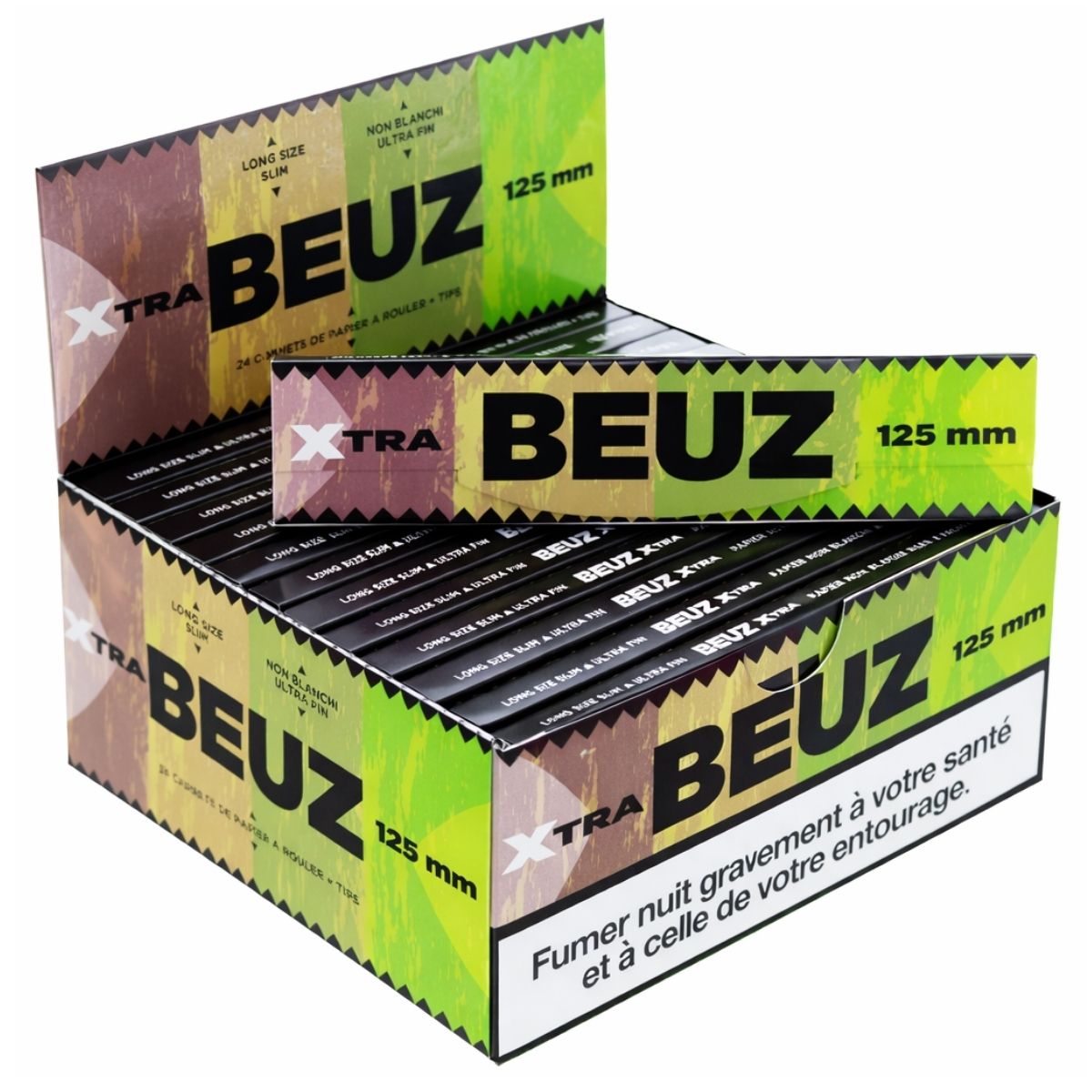 Beuz Xtra Slim Long Brown Unbleached Rolling Papers 125mm + Tips 24 Carnets Beuz Xtra Slim Long Brown Unbleached Rolling Papers 125mm Tips 24 Booklets
