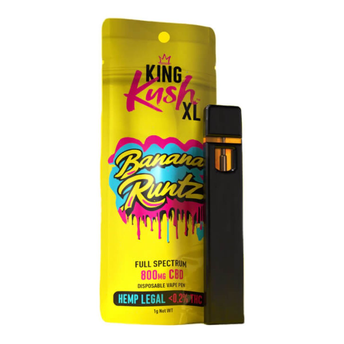 King-Kush-XL-banana-runtz-800mg-CBD-Stylo-Vape-Jetable-10pcs-presentoir-gros-1 King Kush XL Banana Runtz 800mg CBD Disposable Vape Pen 10pcsdisplay Wholesale 1 1