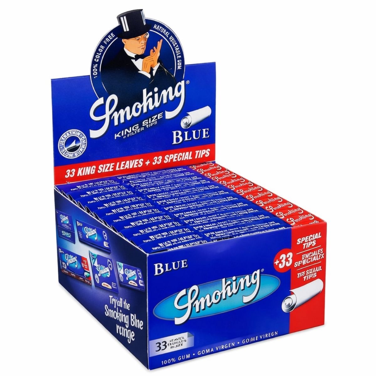 Papier à rouler Smoking Master Slim Blue King Size 24 carnets + 33 filtres Smoking Master Slim Blue King Size Rolling Papers 24 Booklets 33 Tips