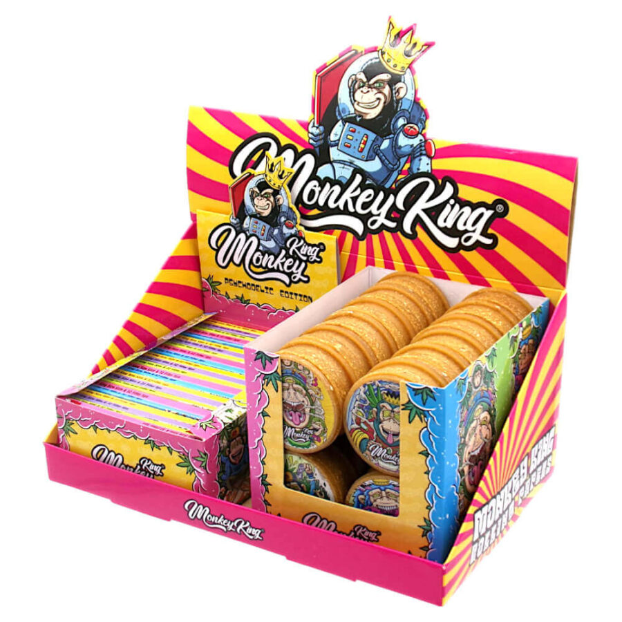 Monkey King Papiers à Rouler avec Filtres et Grinders Édition Psychodelic (48pcs/présentoir)