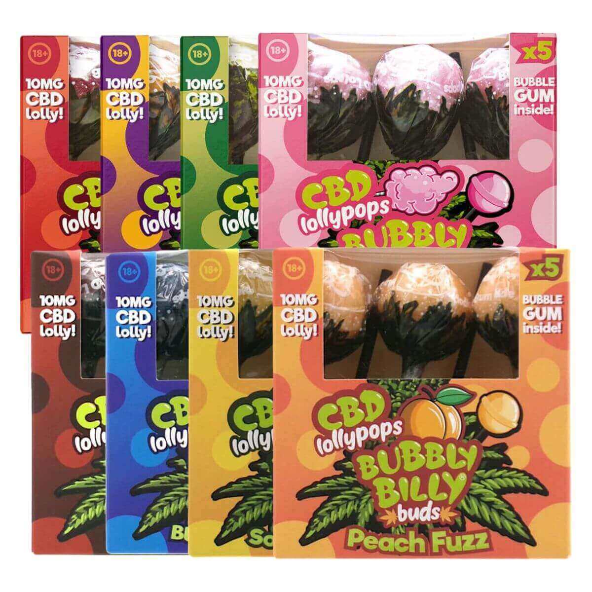 Sucettes CBD Bubbly Billy Buds 10 mg de CBD 5 pièces par pack Bubbly Billy Buds CBD Lollipops 10mg CBD 5pcs Per Pack