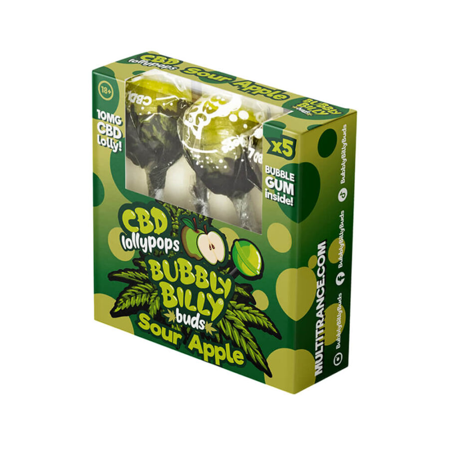 Bubbly Billy Buds Sucettes au CBD 10mg CBD 5pcs par Paquet (12paquets/présentoir)