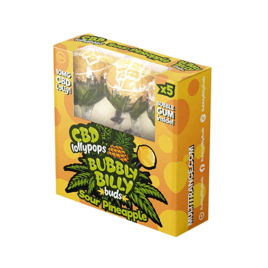 Bubbly Billy Buds Sucettes au CBD 10mg CBD 5pcs par Paquet (12paquets/présentoir)