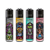 Briquets Clipper Classiques Motif Vitraux d'Église (48 pièces:présentoir) Vente en Gros-1