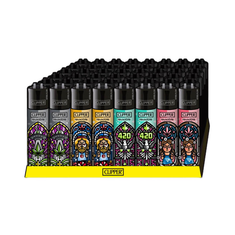 Briquets Clipper Classiques Motif Vitraux d'Église (48 pièces:présentoir) Vente en Gros-2