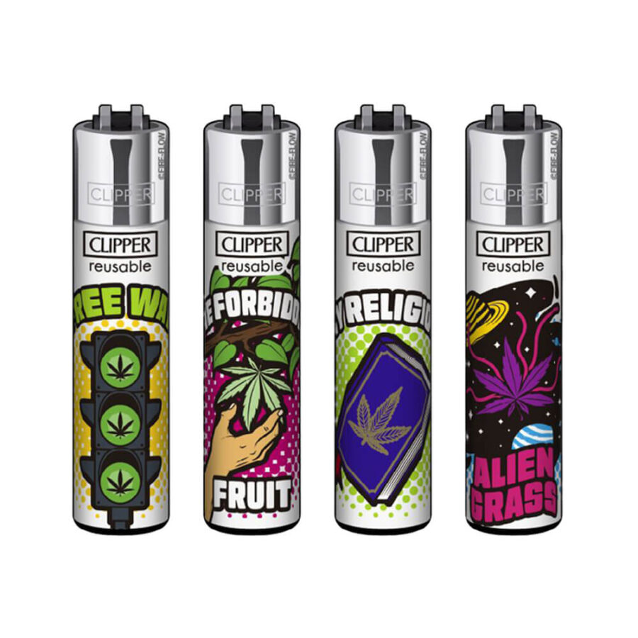 Briquets Clipper classiques lois sur le cannabis (48pcs:présentoir)-Gros 1