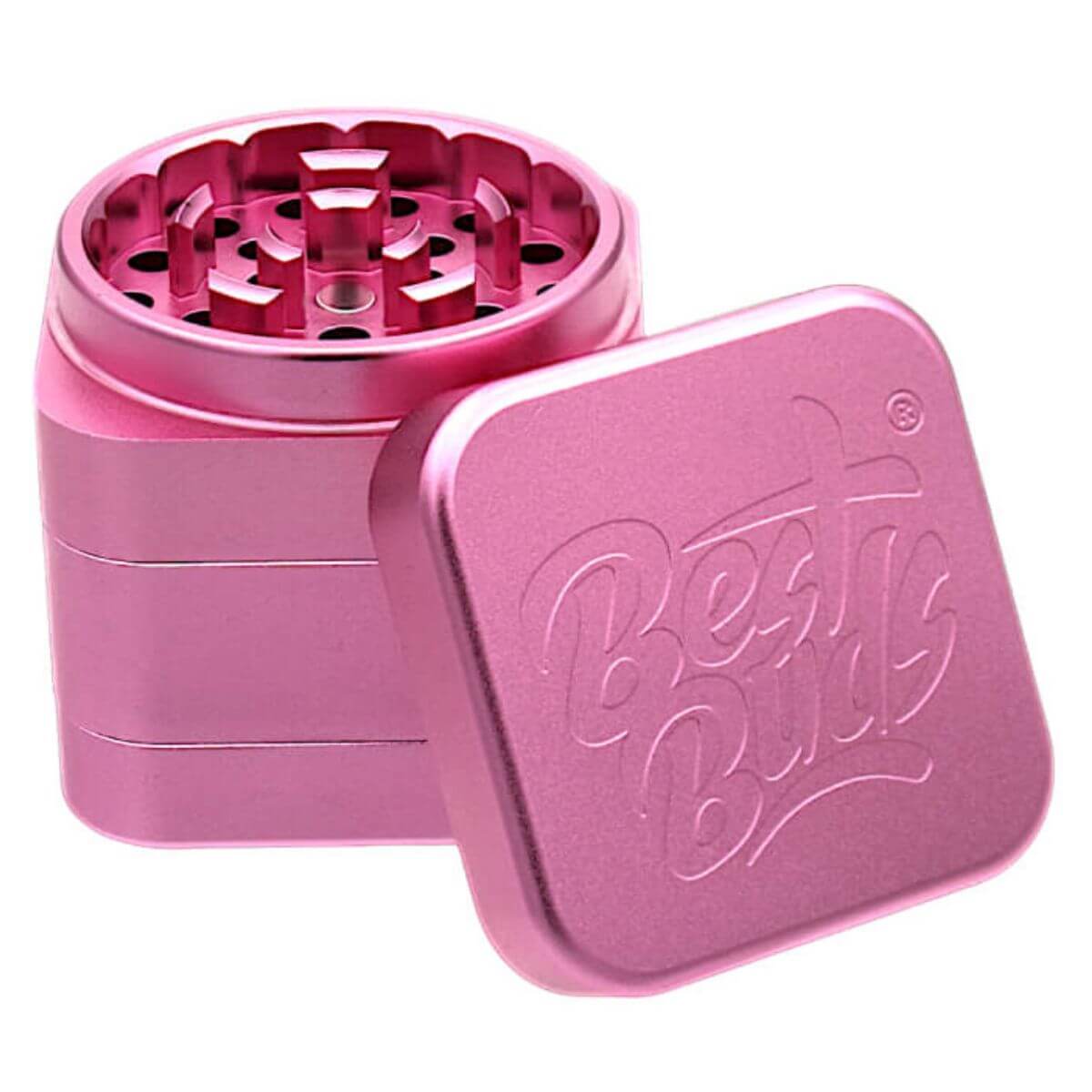 Best-Buds-The-Cube-Aluminium-Grinder-4-Parts-(50mm)-Pink Best Buds The Cube Aluminium Grinder 4 Parts 50mm Pink