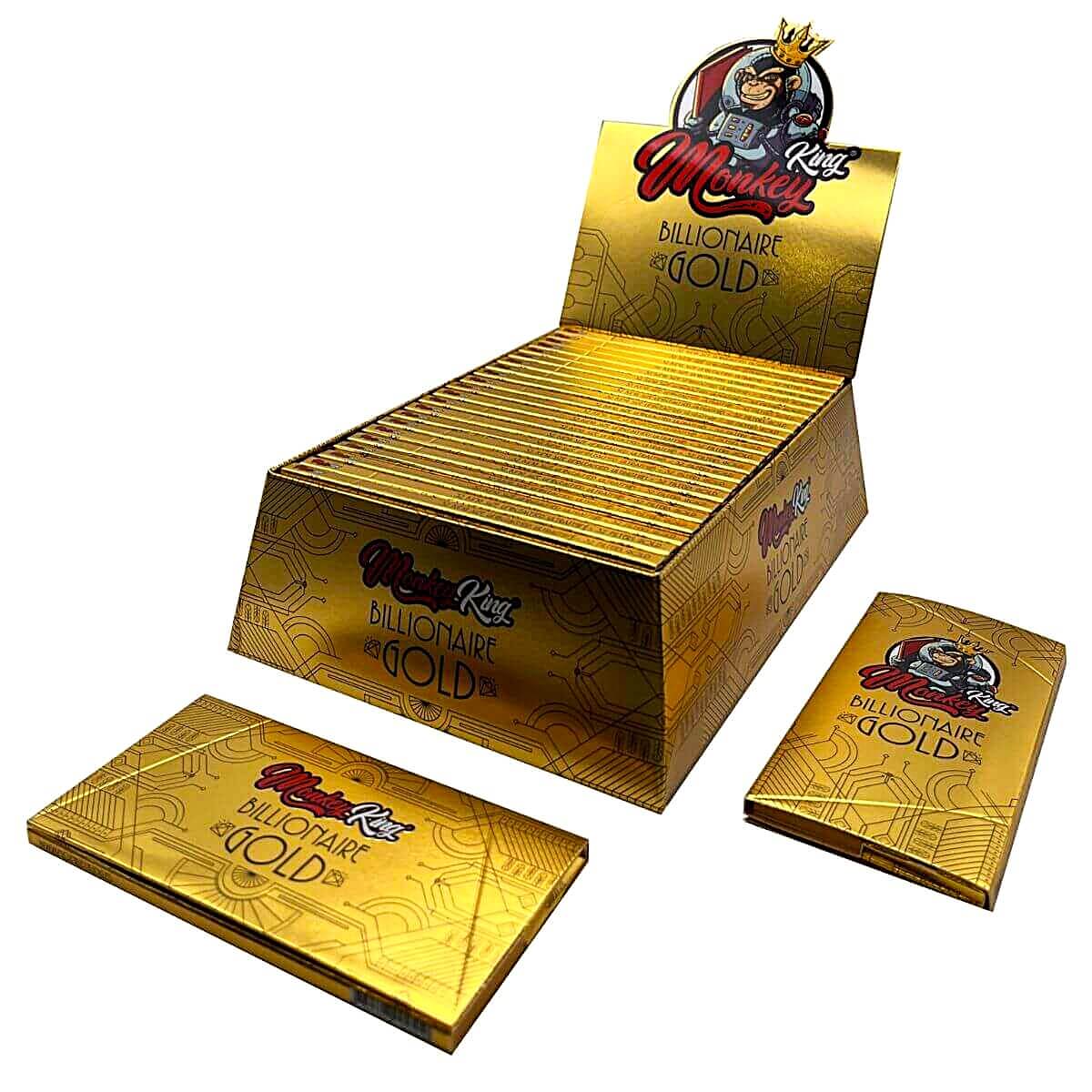 Monkey-King-billionaire-Gold-KS-feuilles-a-rouler-non-blanchies-ultra-fines-(24pcs-presentoir)-2 Monkey King Billionaire Gold KS Unbleached Ultrathin Rolling Papers 24pcsdisplay 2