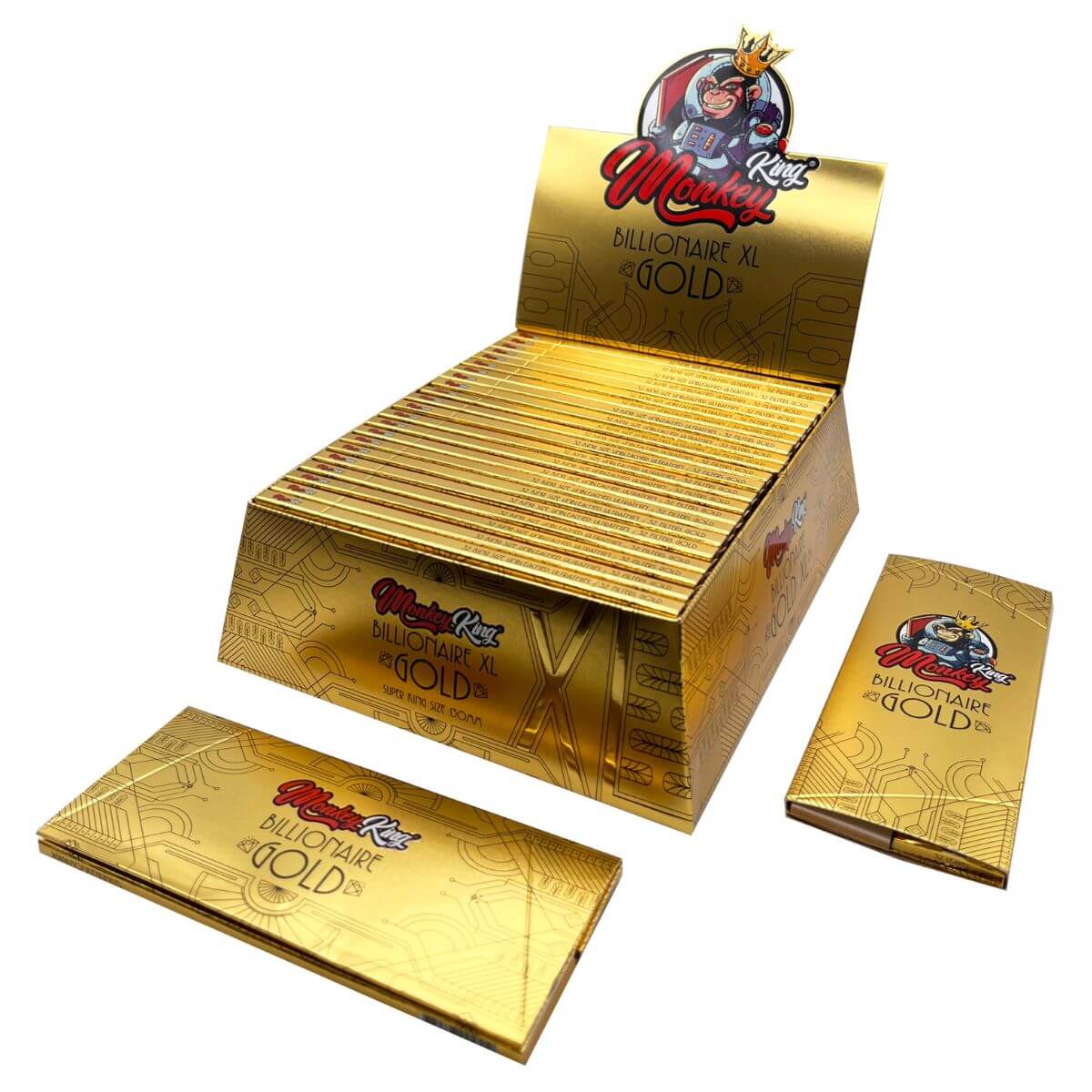 Monkey-King-billionaire-Gold-XL-non-blanchies-ultra-minces-feuilles-à-rouler-130-mm-(24pcsdisplay)-2 Monkey King Billionaire Gold XL Unbleached Ultrathin Rolling Papers 130 mm 24pcsdisplay 2