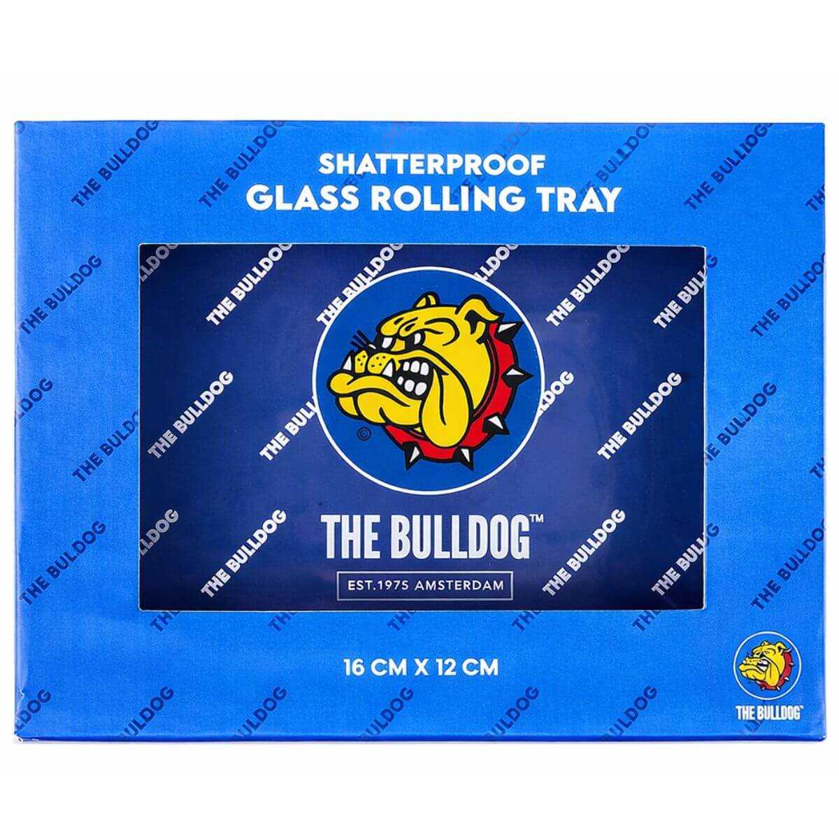 Plateau de roulage en verre incassable The Bulldog 16 x 12 cm The Bulldog Shatterproof Glass Rolling Tray 16x12 cm