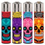Clipper Briquets Classique Grand Crânes Marqués (24 pcs/présentoir) Clipper Lighters Classic Large Marked Skulls 24pcsdisplay