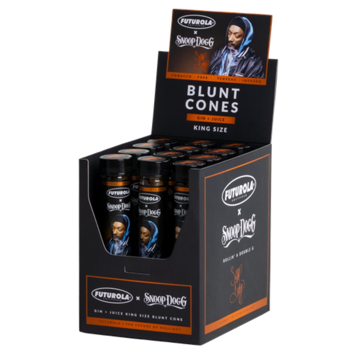 Futurola x Snoop Dogg Cônes blunt sans tabac infusés aux terpènes (12 pcs/présentoir) Futurola x Snoop Dogg Cônes blunt sans tabac infusés aux terpènes (12 pcs/présentoir)