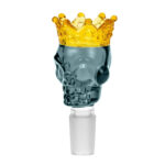 glass bowl skull crown teal