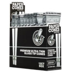 Hemper cônes en papier blanc classique King Size avec embout en verre (12 pcs/présentoir)
