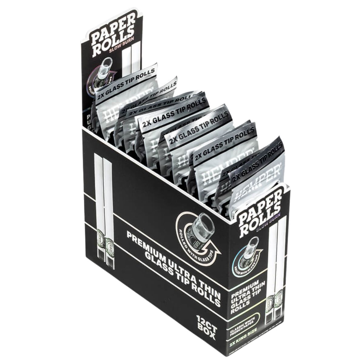 Hemper Rouleaux de papier King Size blanc classique avec filtre en verre (12 pièces/présentoir) Hemper Rouleaux de papier King Size blanc classique avec filtre en verre (12 pièces/présentoir)