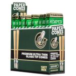 Hemper cônes en papier brun naturel King Size avec embout en verre (12 pcs/présentoir)