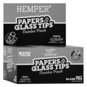 Hemper King Size Carnet de feuilles à rouler Classic White + filtres en verre (20 pcs/présentoir) 6 mm