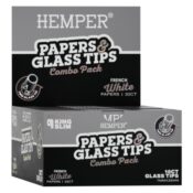 Hemper King Size Carnet de feuilles à rouler Classic White + filtres en verre (20 pcs/présentoir) 7 mm