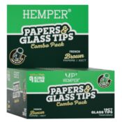 Hemper Carnet de feuilles à rouler King Size en papier brun naturel + filtres en verre (20 pc/présentoir) 7 mm