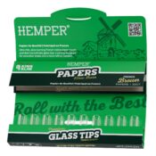 Hemper King Size Rolling Natural Brown Paper Booklet Glass Tips 20pcsdisplay 7mm 6