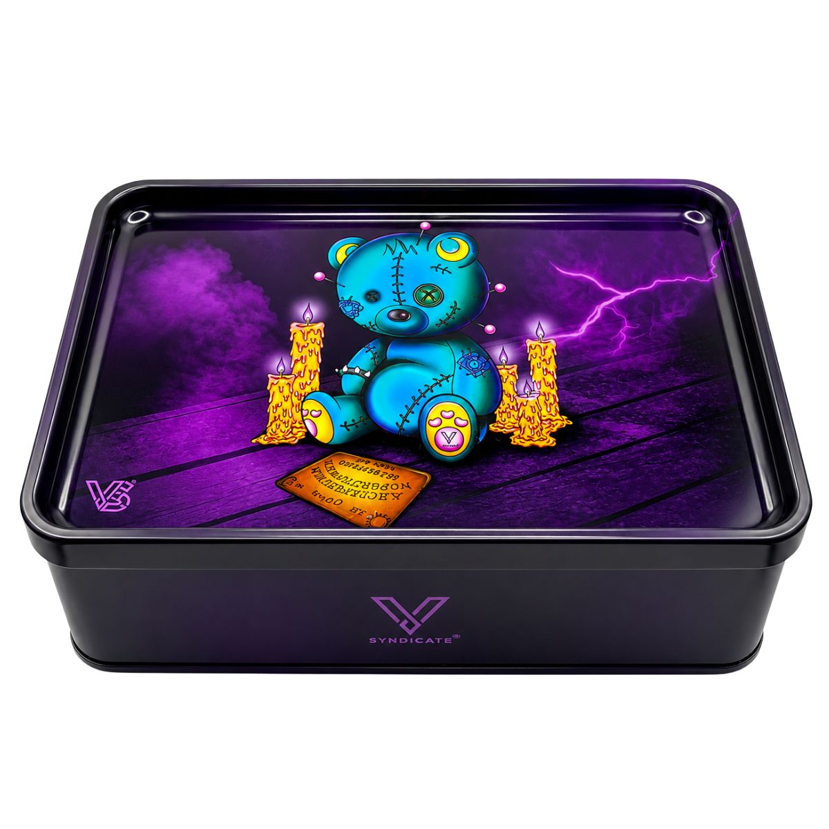 V-Syndicate Syndicase Plus Plateau à rouler Ouija Bear avec boîte de rangement en métal V-Syndicate Syndicase Plus Plateau à rouler Ouija Bear avec boîte de rangement en métal
