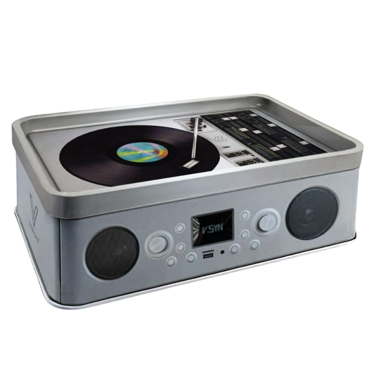 V-Syndicate Syndicase Plus Plateau de roulage platine vinyle avec boîte de rangement en métal V-Syndicate Syndicase Plus Plateau de roulage platine vinyle avec boîte de rangement en métal