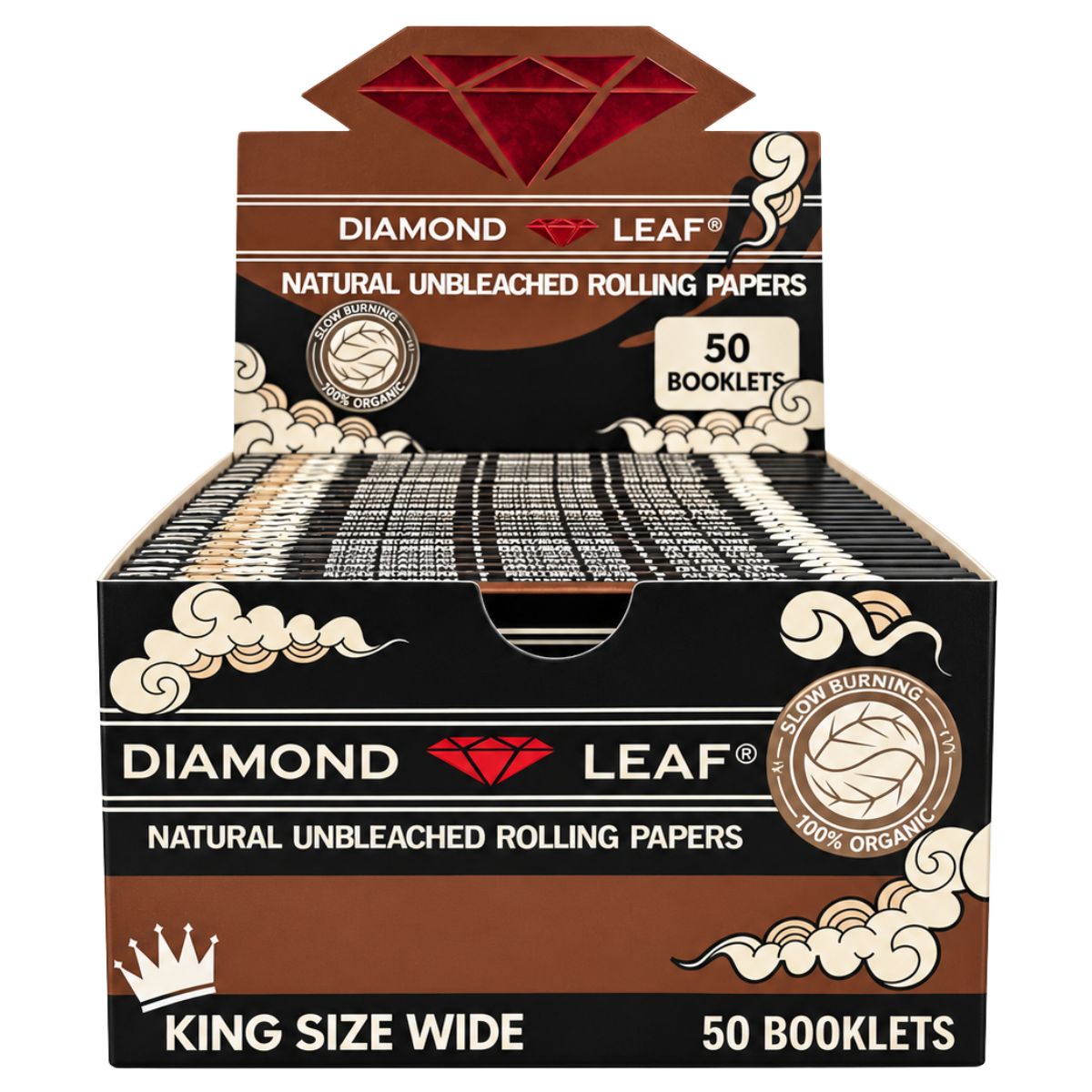 Diamond Leaf Brown Feuilles à rouler King Size Wide non blanchies (50 pcs/présentoir) Diamond Leaf Brown Feuilles à rouler King Size Wide non blanchies (50 pcs/présentoir)