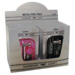Diamond Leaf Pipe en métal + Plateau de roulage (12 pièces/présentoir)