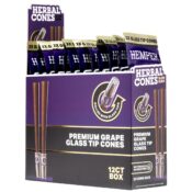 Hemper Cônes pré-roulés Herbal King Size + embout en verre, pack de 2 (12 pcs/présentoir) Grape