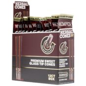 Hemper Cônes pré-roulés Herbal King Size + embout en verre, pack de 2 (12 pcs/présentoir) Sweet