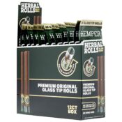 Hemper Pre-Rolled King Size Herbal Rolls + Glass Tip Pack de 2 (12 pcs/display) Natural